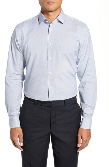 Men's Calibrate Trim Fit Geometric Print Dress Shirt .5 - 34/35 - Blue