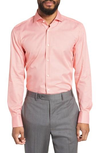 Men's Boss Jason Slim Fit Houndstooth Dress Shirt .5 - Orange