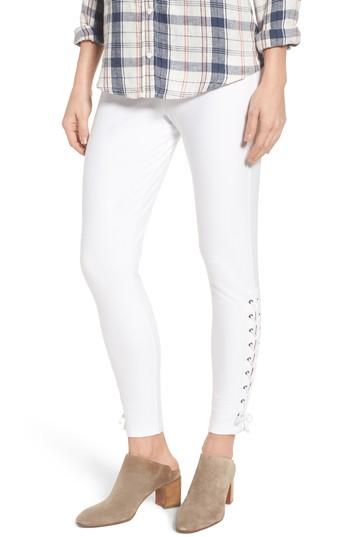 Women's Nordstrom Lace-up Denim Leggings - White