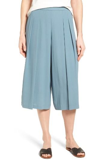 Women's Eileen Fisher Pleated Silk Culottes - Blue