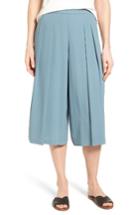 Women's Eileen Fisher Pleated Silk Culottes - Blue