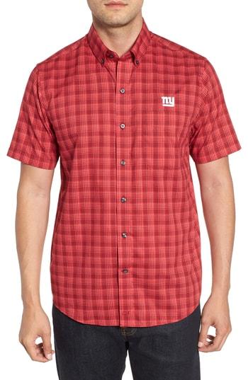 Men's Cutter & Buck New York Giants - Fremont Regular Fit Check Sport Shirt - Red