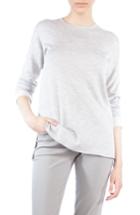 Women's Akris Wool & Silk Stripe Back Sweater - Grey