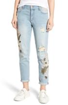 Women's Tinsel Floral Embroidered Boyfriend Jeans - Blue