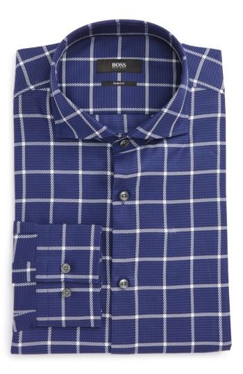 Men's Boss Jason Slim Fit Windowpane Dress Shirt .5 - Blue
