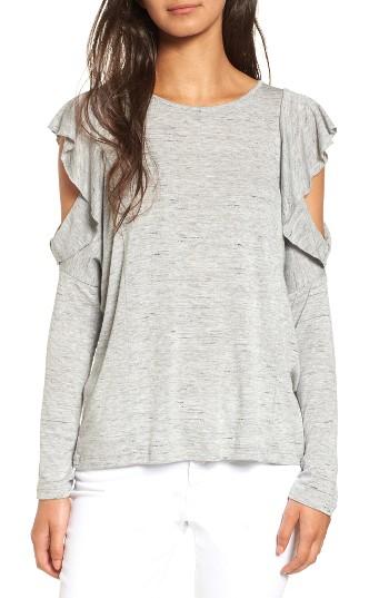 Women's Lush Flutter Cold Shoulder Top - Grey