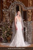 Women's Monique Lhuillier Etoile Embroidered Trumpet Gown, Size In Store Only - White