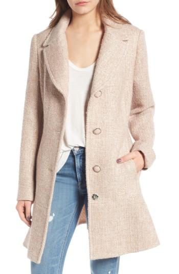 Women's Kensie Skirted Tweed Coat - Pink