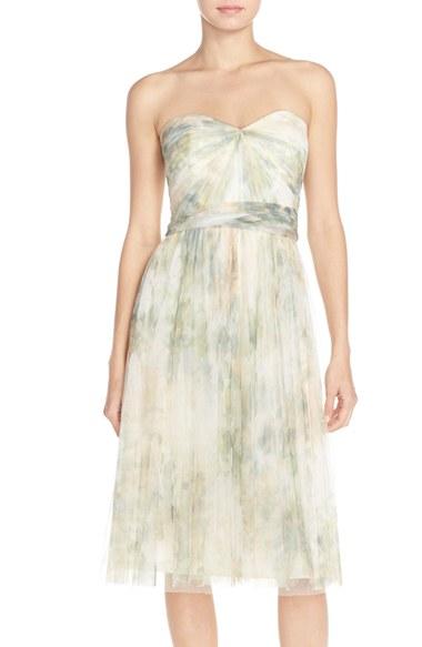 Women's Jenny Yoo 'maia' Print Tulle Convertible Tea Length Fit & Flare Dress