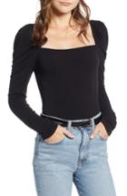 Women's Something Navy Square Neck Slim Knit Top, Size - Black