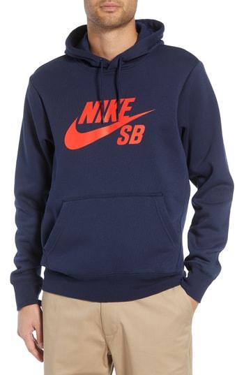 Men's Nike Sb Icon Essential Hoodie - Blue