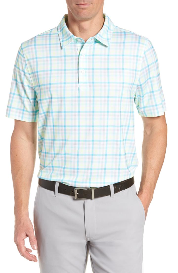 Men's Cutter & Buck Chester Plaid Polo, Size - Blue