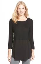 Women's Two By Vince Camuto Mixed Media Jewel Neck Tunic
