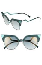 Women's Fendi 54mm Metal Tipped Cat Eye Sunglasses - Green