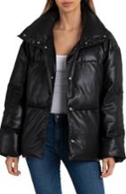 Women's Bagatelle Faux Leather Puffer Jacket - Black