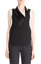 Women's Lanvin Contrast Trim Satin Back Crepe Top