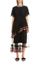 Women's Simone Rocha Imitation Pearl Embellished Layered Tulle T-shirt Dress - Black