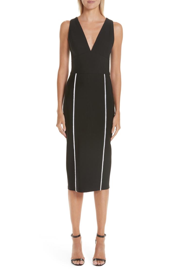 Women's Yigal Azrouel Contrast Trim Body-con Dress - Black