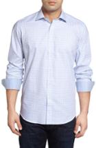 Men's Bugatchi Classic Fit Modern Check Sport Shirt - Blue