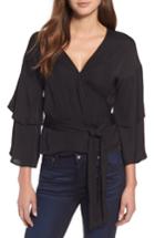 Women's Cupcakes And Cashmere Yetta Wrap Top, Size - Black