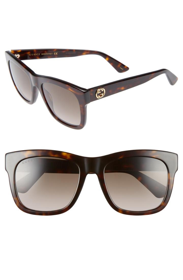 Women's Gucci 54mm Retro Sunglasses - Havana/ Brown