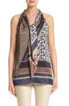 Women's Lafayette 148 New York Julisa Silk Tie Neck Blouse, Size - Blue