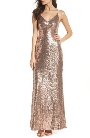 Women's Morgan & Co. Keyhole Back Sequin Gown /2 - Blue