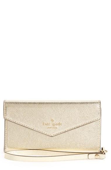Women's Kate Spade New York Iphone 7 Leather Wristlet - Metallic