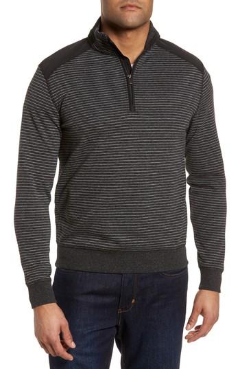 Men's Bugatchi Regular Fit Stripe Quarter Zip Pullover - Grey
