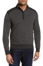 Men's Bugatchi Regular Fit Stripe Quarter Zip Pullover - Grey