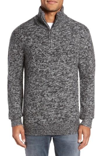 Men's French Connection Elvis Quarter Zip Knit Pullover, Size - Black