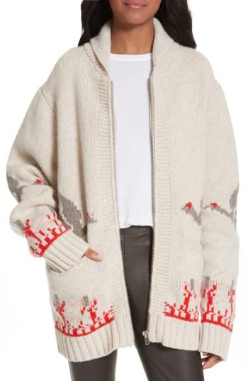Women's Joseph Chunky Intarsia Wool Cardigan