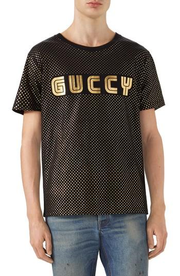 Men's Gucci Dot Print Logo T-shirt - Black