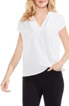 Women's Vince Camuto Crinkle Cotton V-neck Blouse, Size - White