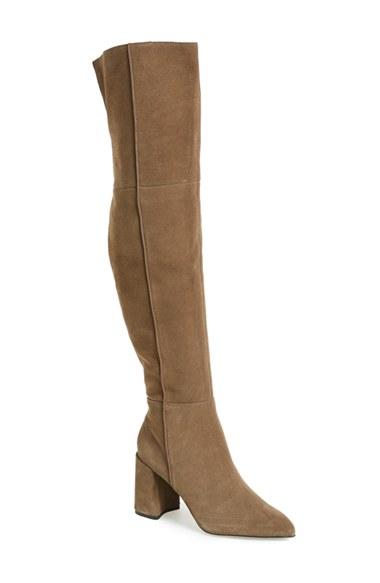 Women's Topshop Bounty Pointy Toe Over The Knee Boot .5us / 36eu - Grey