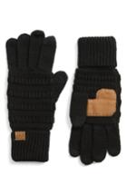 Women's Cc Rib Knit Tech Gloves, Size - Black
