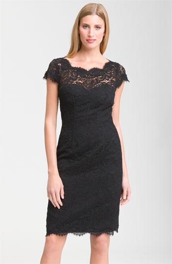Ml Monique Lhuillier Lace Overlay Sheath