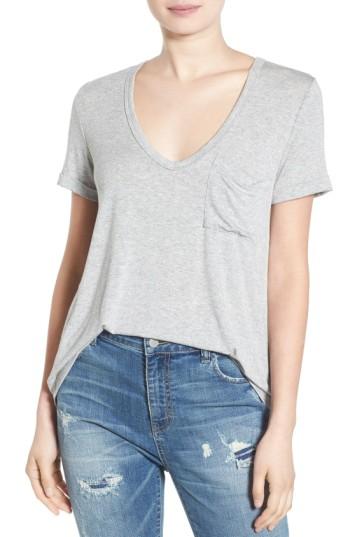 Women's Deep-v Neck Tee - Grey