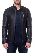 Men's Maceoo Leather Bomber Jacket (m) - Black