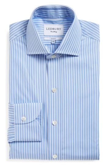 Men's Ledbury 'blue Banker' Slim Fit Stripe Dress Shirt