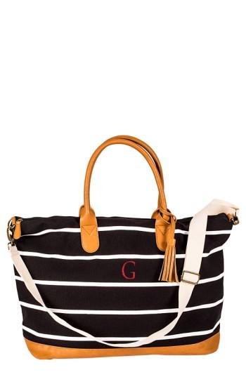 Cathy's Concepts Monogram Oversized Weekender Tote - Black