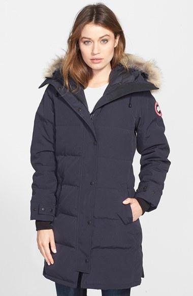 Women's Canada Goose Shelburne Genuine Coyote Fur Trim Down Parka - Blue