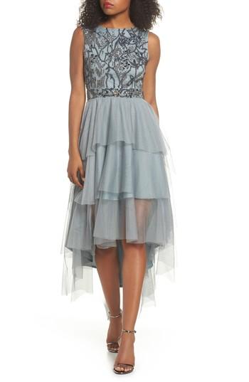 Women's Lace & Beads Bridget Embellished Tiered Tulle Dress - Grey