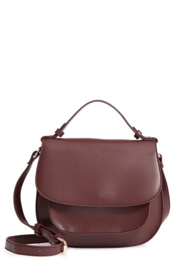 Sole Society Faux Leather Crossbody Bag - Burgundy