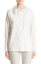 Women's Fabiana Filippi Silk Blend Twill Blouse With Organza Collar Us / 40 It - White