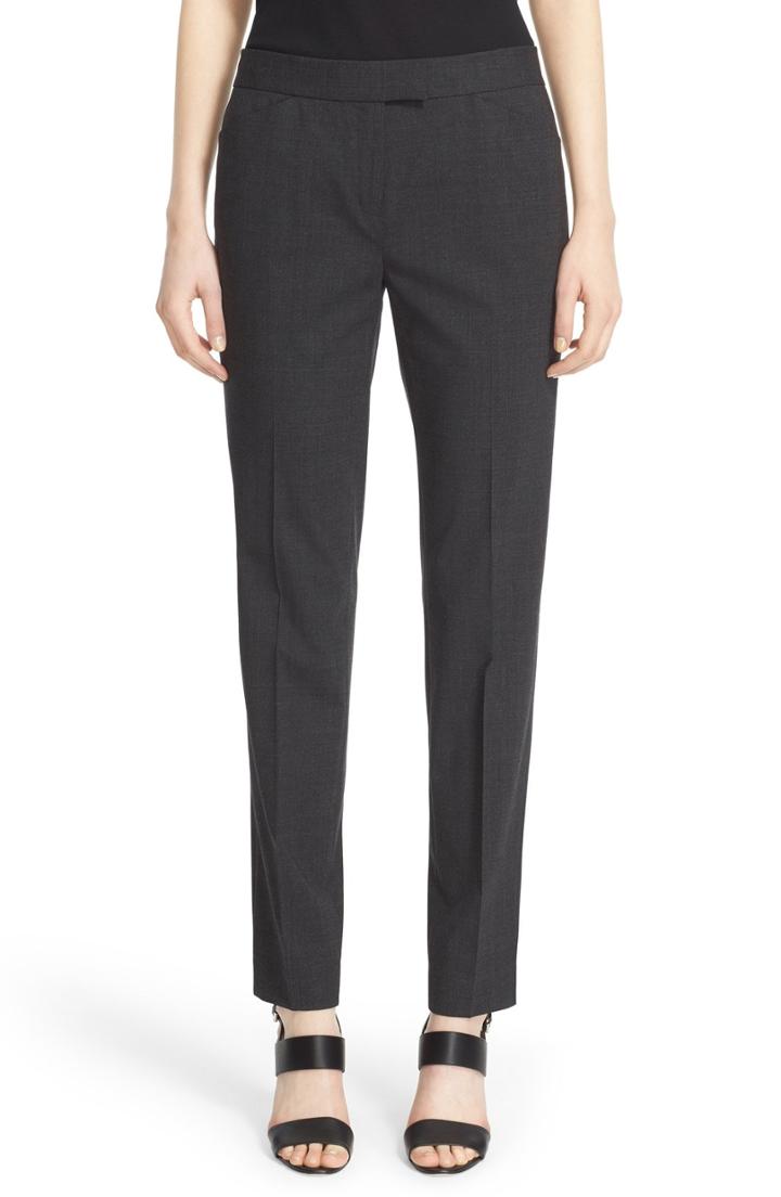 Women's Lafayette 148 New York Irving Stretch Wool Pants (similar To 16w) - Grey