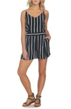Women's 1.state Stripe V-neck Romper, Size - Black
