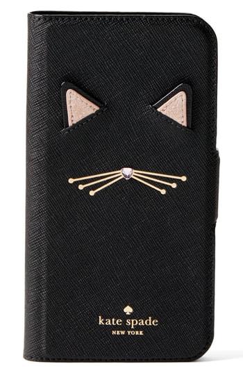 Kate Spade New York Cat Applique Iphone X Folio Case - Black