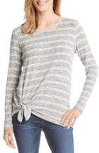 Women's Karen Kane Stripe Side Tie Top - Grey