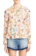 Women's Red Valentino Hummingbird Print Silk Creponne Blouse
